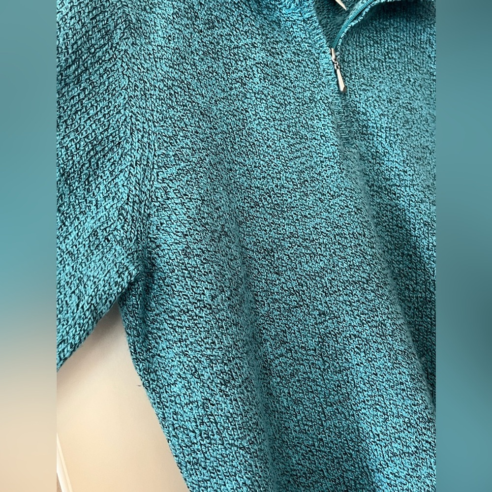 Rebecca Malone Turquoise Knit Collared Sweater Women’s Size XL - Picture 6 of 14